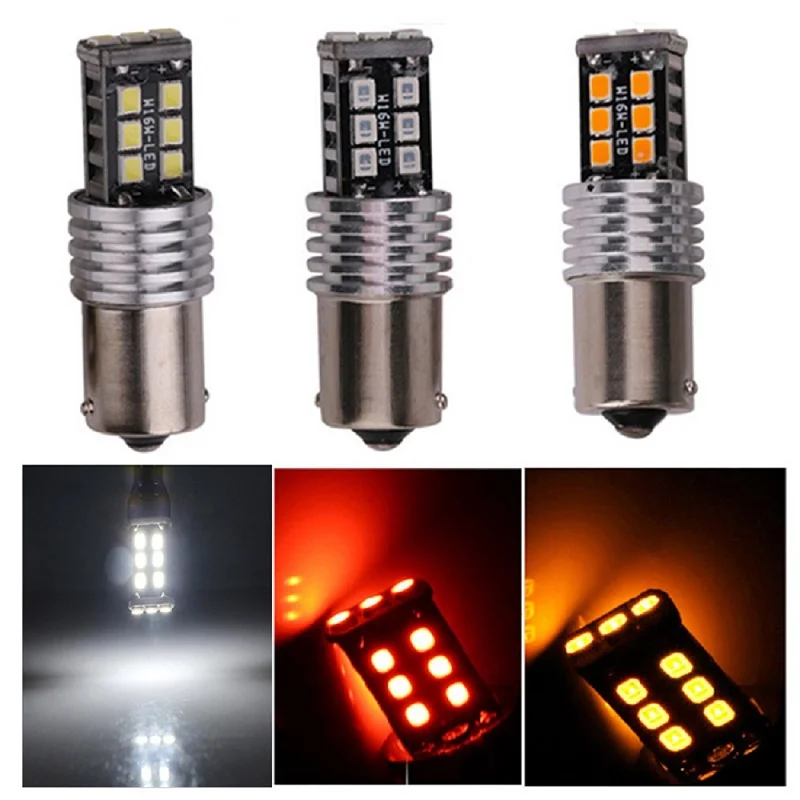 

10PCS BA15S 1156 1157 BAY15D canbus no error S25 2835 15SMD 15 LED P21W White Amber Red 12V 24V DC Turn Signal Bulb White Red