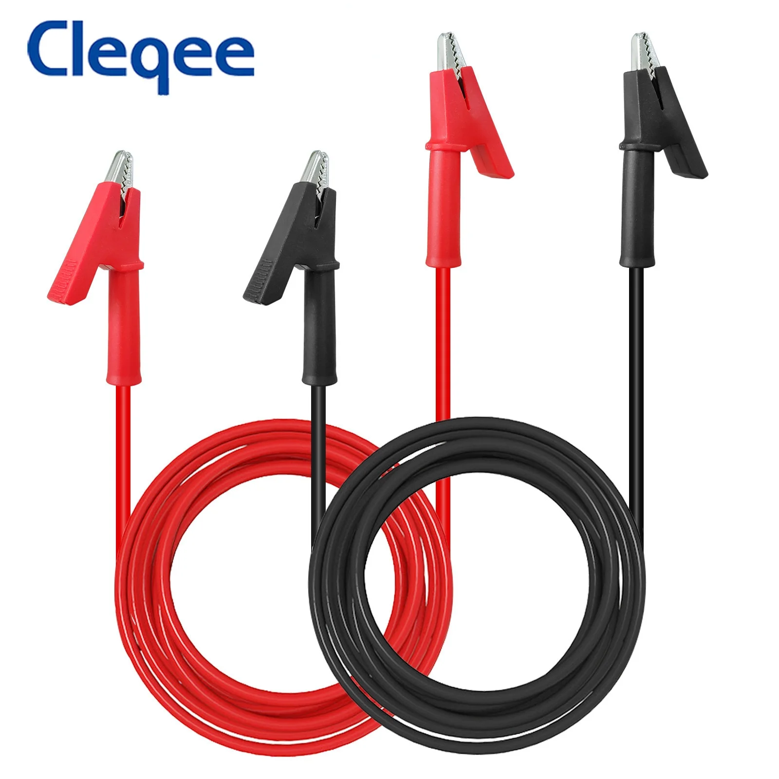 Cleqee P1024 2M 3M 5M Alligator Clips Test Leads Dual Ended Crocodile Wire with Insulators Clips Test Flexible Copper Cable