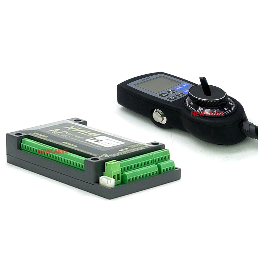CNC Mach3 Set NVEM Ethernet Breakout Board + NVMPG Mach3 Handwheel With LCD Display 6 Axis MPG For DIY CNC Router NEWCARVE