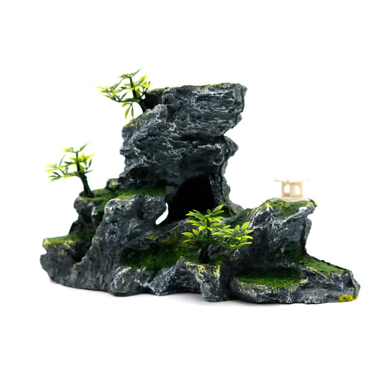 1Pc Resin Rockery Aquarium Decoration Accessories Artificial Mountain Hill View Rock Decorating Ornament For Fish Tank