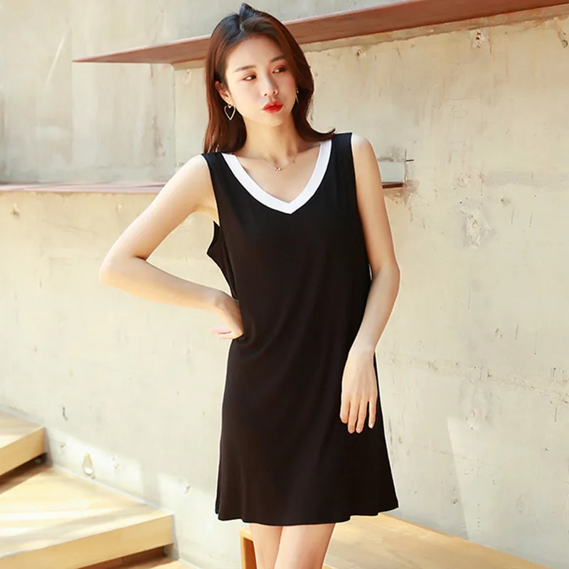 

Large Size Fat MM Wear Nightgowns For Women Modal Cotton Vest Dress Summer Sleepwear Sleepshirt Short Ladies Nightshirt