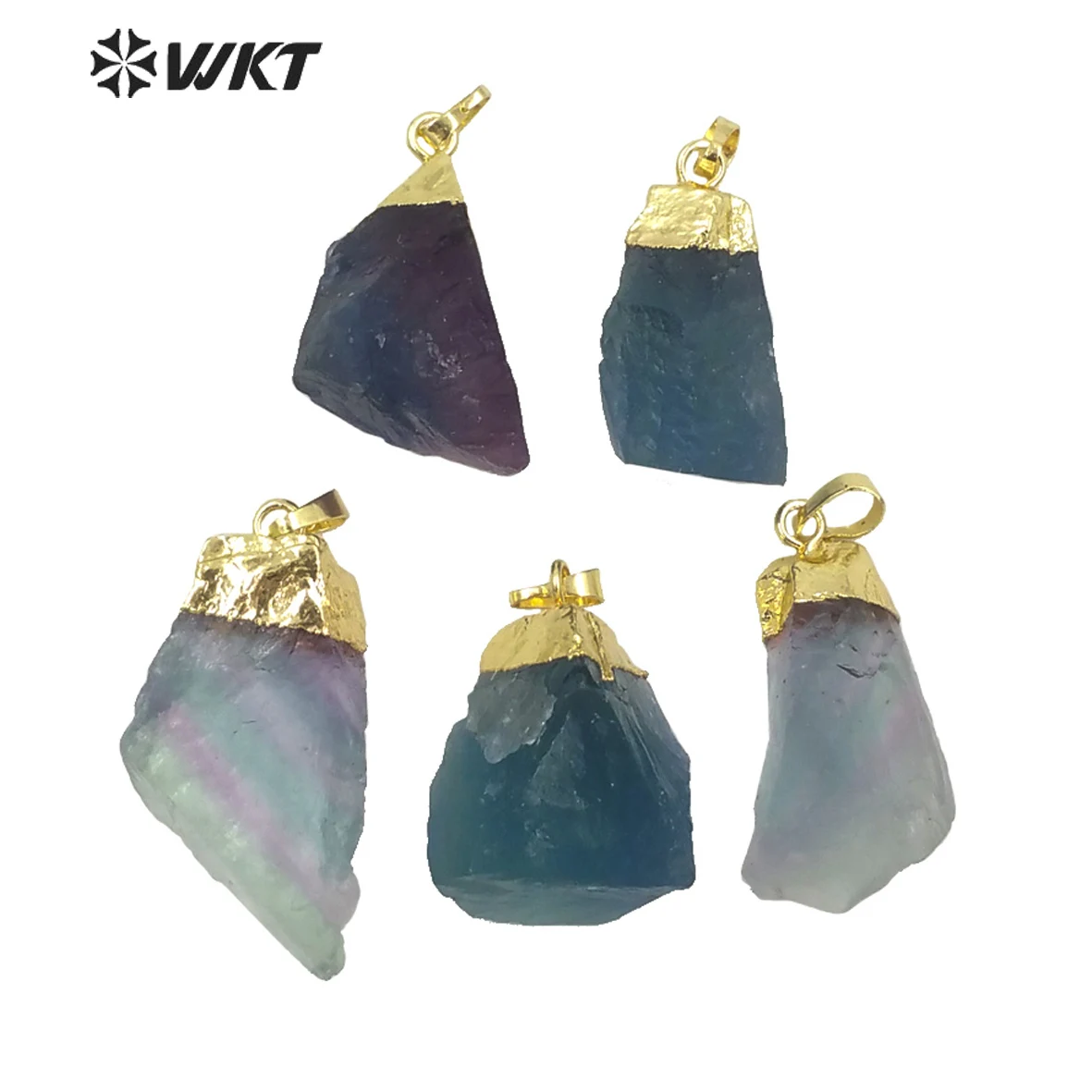 

P1656 Wholesale natural rainbow blue fluorite stone pendant lady vintage bohemian handmade raw stone pendant