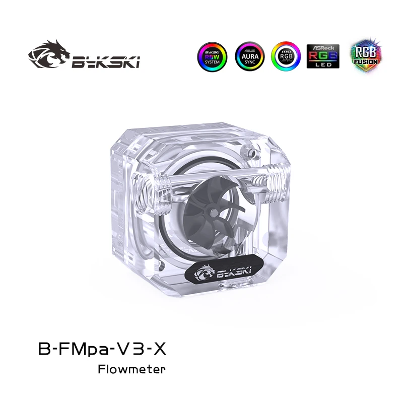 Bykski B-FMpa-V3-X Frosted Water Flow Meter Flowing Monitoring For Computer Water Cooling 12V/5V RGB/ARGB SYNC,