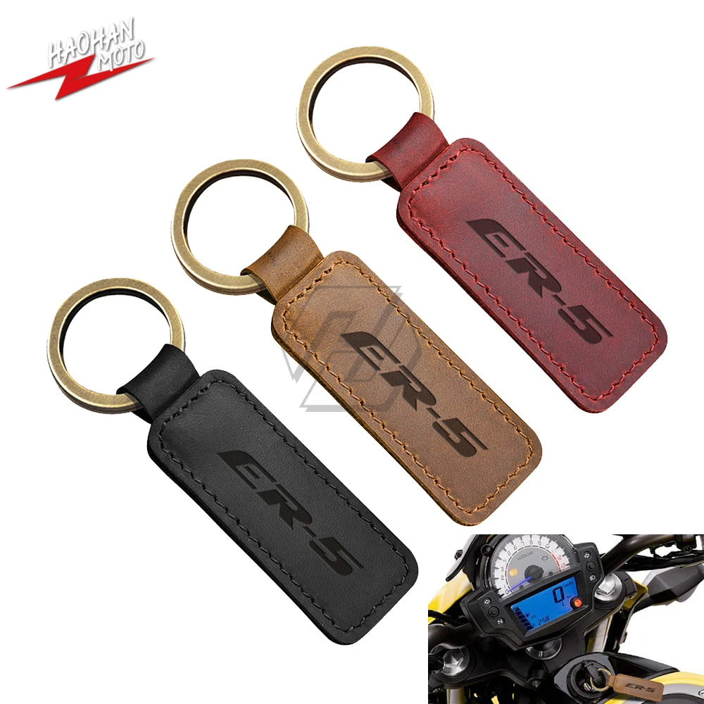 Для Kawasaki ER-5 ER-5N ER5N модели брелоки в виде мотоцикла из воловьей кожи Crazy Horse кожа брелок для ключей