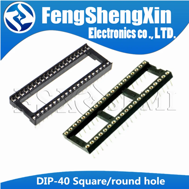 5pcs DIP-40 Round Hole Square hole 40 Pins 2.54MM DIP DIP40 IC Sockets Adaptor Solder Type IC Connector