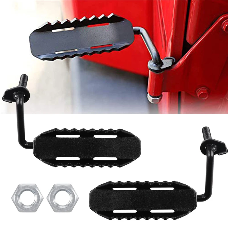 1pair Car Exterior Door Hinge Foot Peg Climing Step Rest Pedal For Jeep Wrangler JK JKU 2007-2017