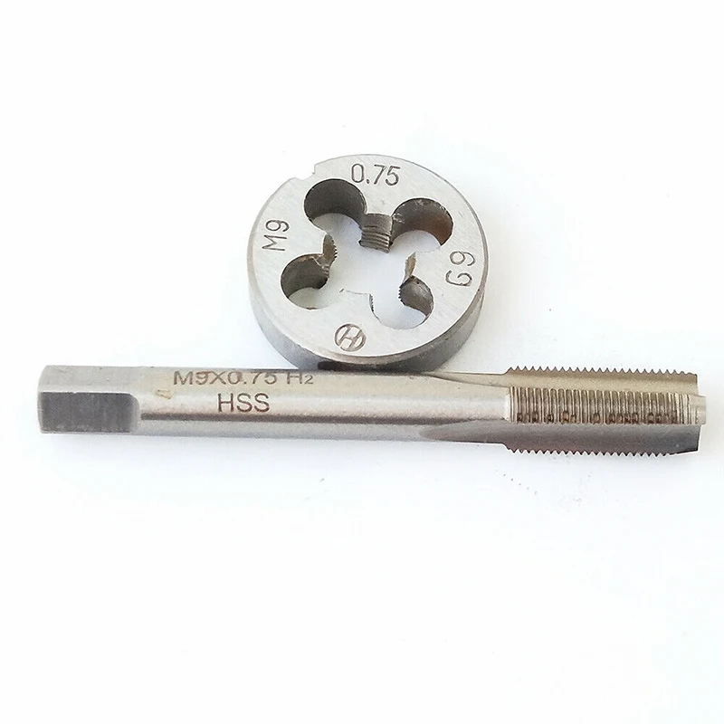 

2PCS M9/M9X1/M9X0.75/M9X0.5 Tap And Die Set Metric Tap Pitch For Mold Machining Metric Thread Right Hand Hand Tool