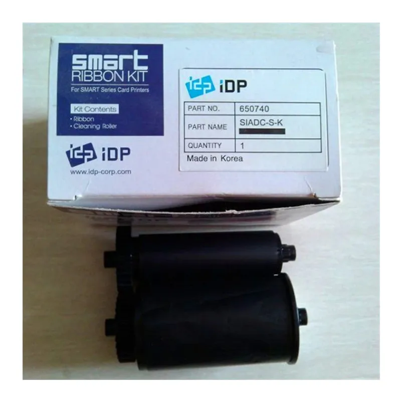 Original IDP 650740 Smart 30S 30L 50S 50D 50L ID Card Printer Resin SIADC-S-K Black Ribbon 1200 Prints 1 Roll