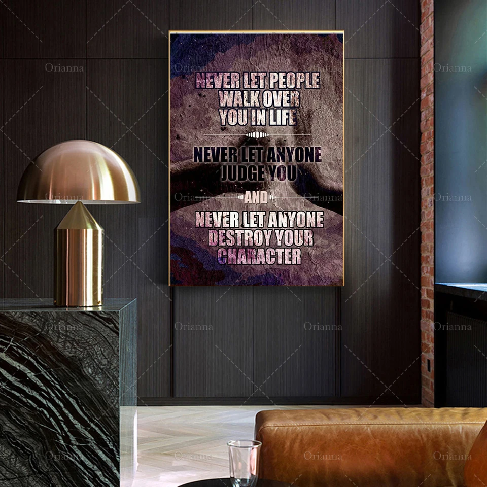 Never Let Anyone Destroy Your Character Canvas Wall Art, Motivational Decor, Motivational Quotes Modern Home Decoration Posters