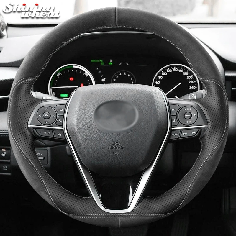 

Shining wheat Black Leather Suede Steering Wheel Cover for Toyota Camry 2018-2019 Avalon 2019 Corolla 2019-2020 RAV4 2019