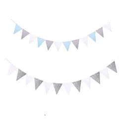 Grey Blue White Brown Flags Strings Felt Banner Garlands Birthday Bunting Pennant Baby Shower Wedding Party Decoration Supplies