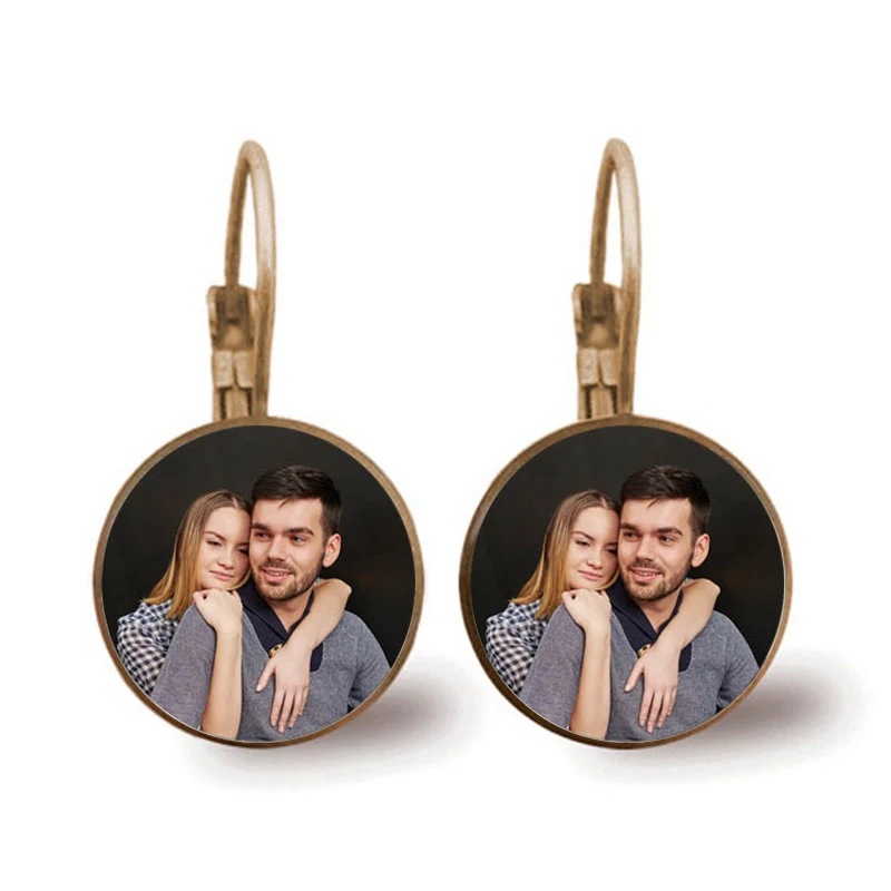 Pendientes personalizados con foto para mamá, papá, bebé, niños, abuelo, padres, regalo de foto diseñado para aniversario familiar