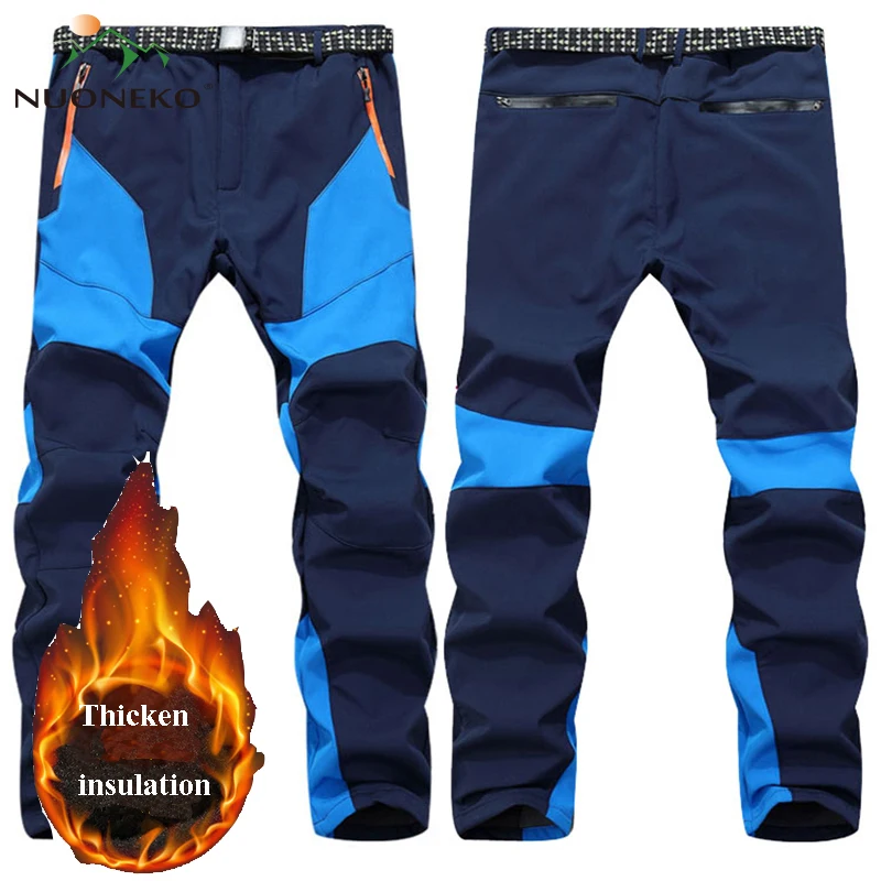 

NUONEKO Men Winter Fleece Trekking Pants Outdoor Nature Hike Camping Waterproof Breathable Climbing Softshell Trousers BMT14