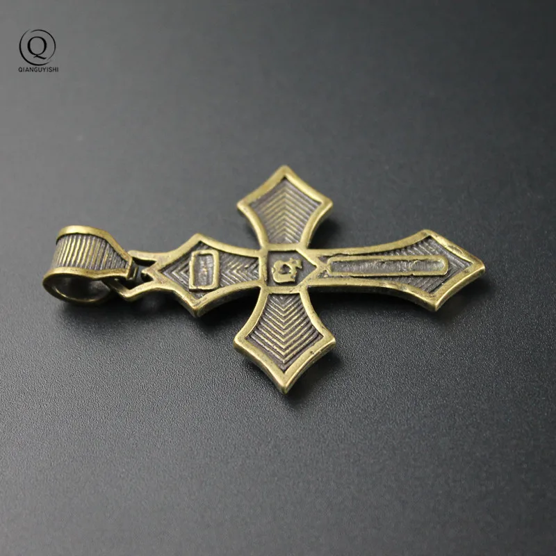 Copper Cross of Christ Keychains Pendant Vintage Brass Metal Keychain Charm Car Key Rings Handmade Artworks