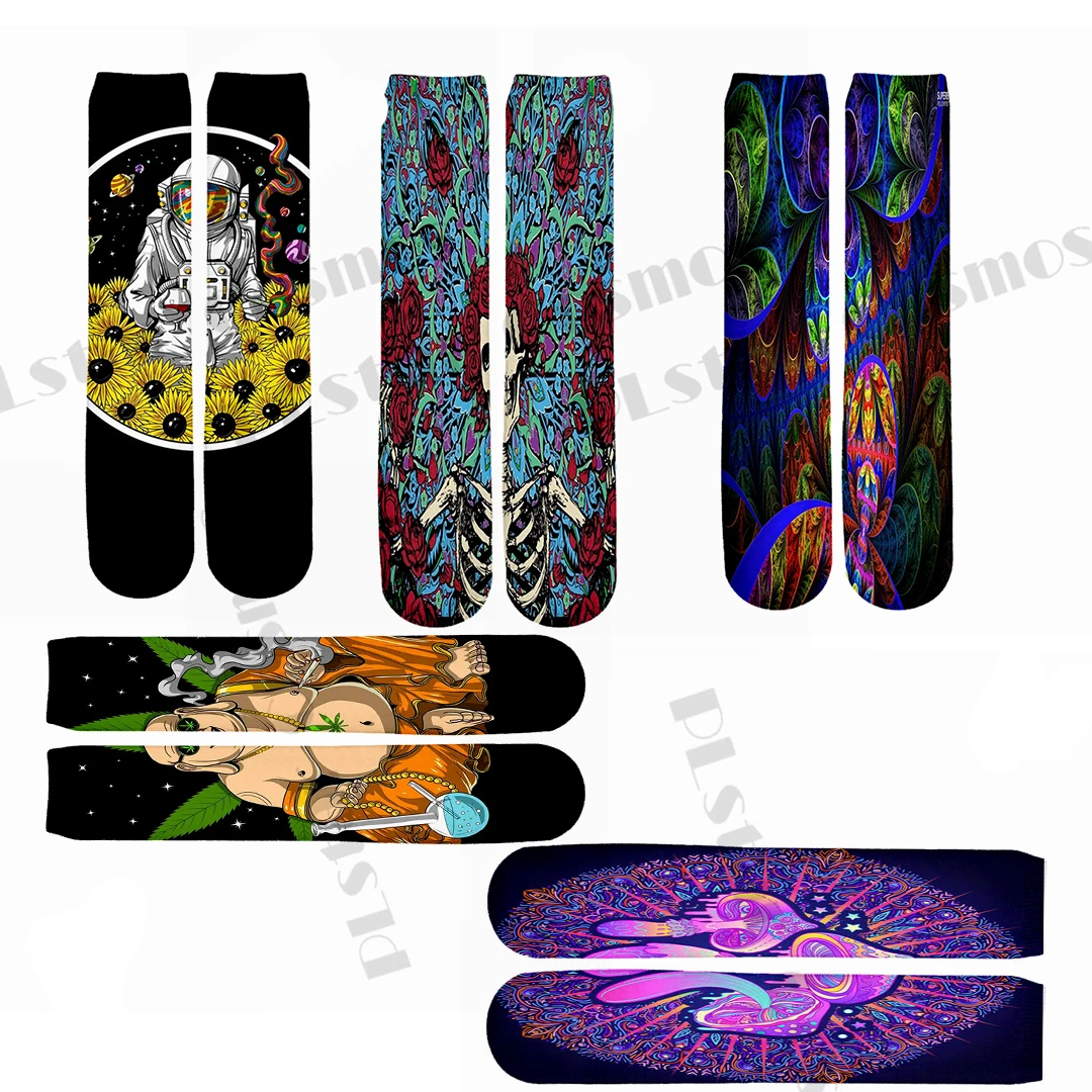 Plstar Cosmos Hippie Mushroom Trippy Newfashion 3DPrint Funny Long Socks Art Unique Man/Women High Quality Dropshopping Style-2