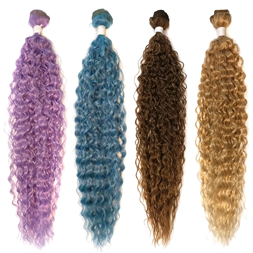 FASHION IDOL – Extensions de cheveux synthétiques crépus bouclés, mèches brunes ombrées de 28 à 32 pouces, tissage Super Long, Loose Deep Wave Hair