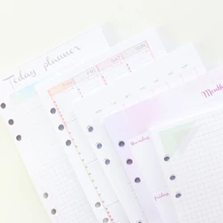 Domikee cute colorful 6 holes refilling inner papers core for binder notebooks stationery:daily weekly monthly planner,A5A6