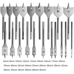 6-45MM Flat Drills Durable High-carbon Steel Wood Hand Drill Bit Titanium Coated Spade Woodworking Power Hardware Accessories