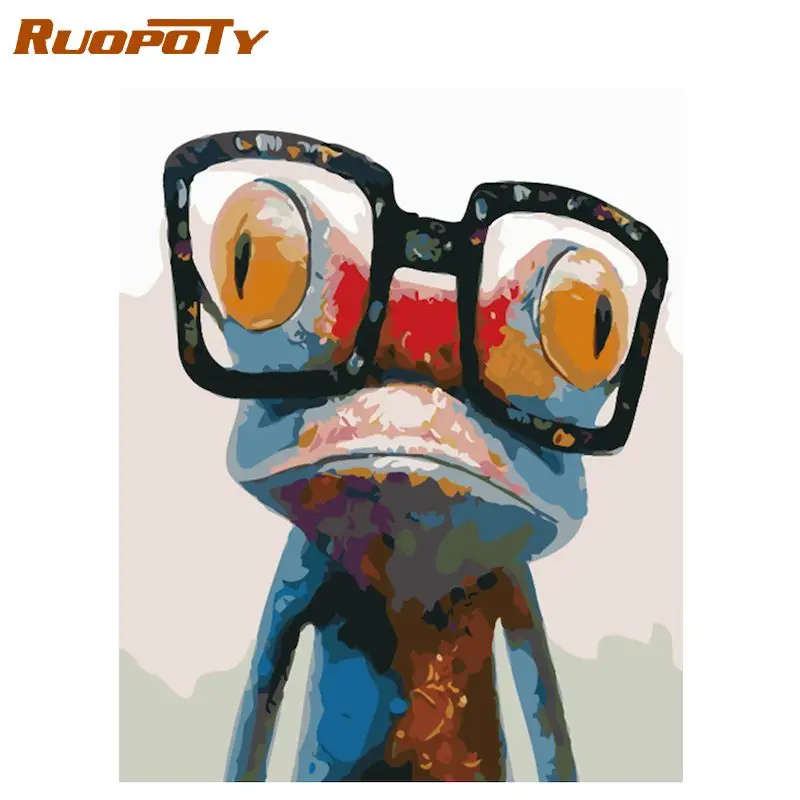 

RUOPOTY diy frame Painting Frog Animals Painting By Numbers Acrylic Picture Hand Painted Oil Painting For Unique Gift 40x50CM