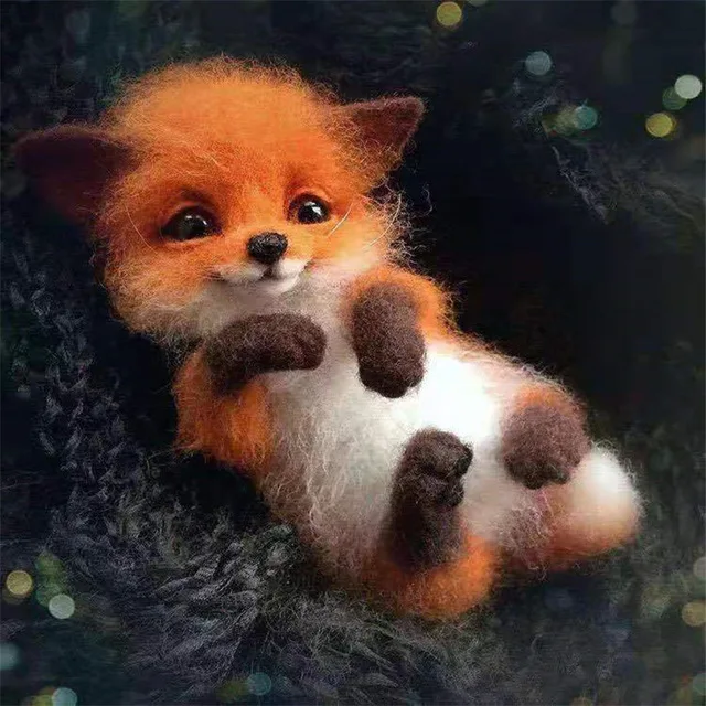 фетр для рукоделия фетр fieltro Fox Animal Wool Needle Felt Material Kit DIY Handmade Wool Felting Kit Craft For Women Beginner