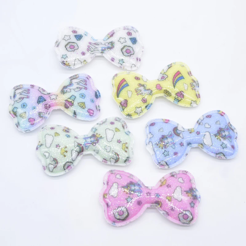 12Pcs 60*35mm Printed Kawaii PU Leather Bow Tie Applique for Hat Clothes Sewing Patches DIY Headwear Hair Clip Decor Accessories