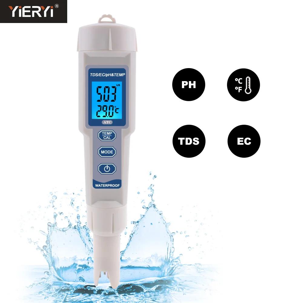 Testeur numérique de qualité de l'eau pour piscines, eau potable, aquariums, nouveau, TDS, PH, TDS, EC, température, 4 en 1