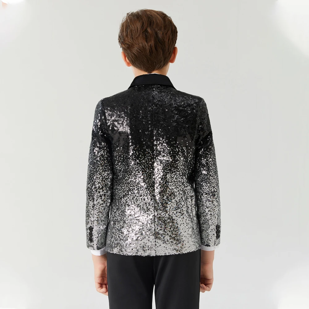 Children\'s gradient Sequin suit  Boys Dress Catwalk Costume Sequins Small Host Stage Model Handsome Children\'s Clothing jacket