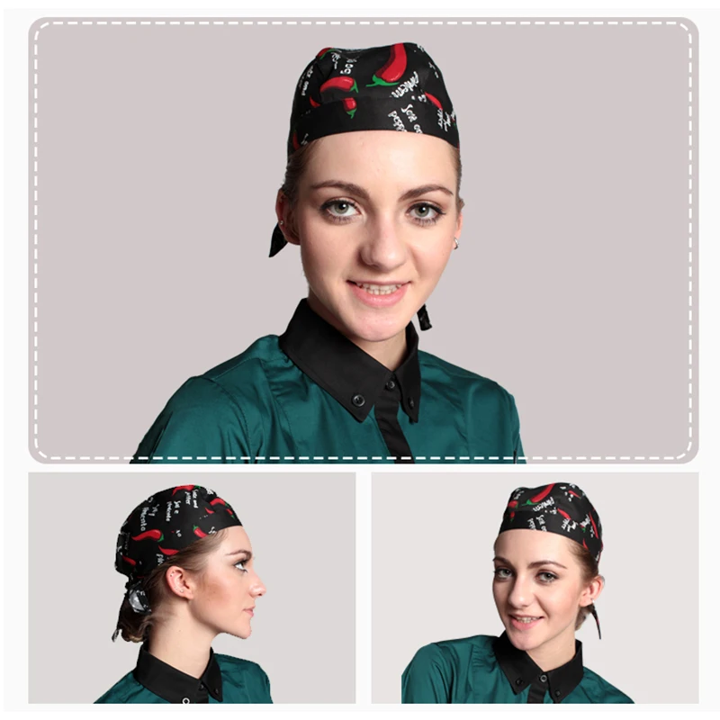 Women's chef Hat high quality hotel kitchen restaurant cap waiters Ribbon Hats for man and woman adjust funky chief hats