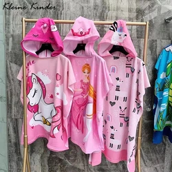 Children's Bathrobe Girl Boy Poncho for the Beach Child Baby Bath Towel with Hood Kids Surf Poncho Microfiber Unicorn Terry Robe