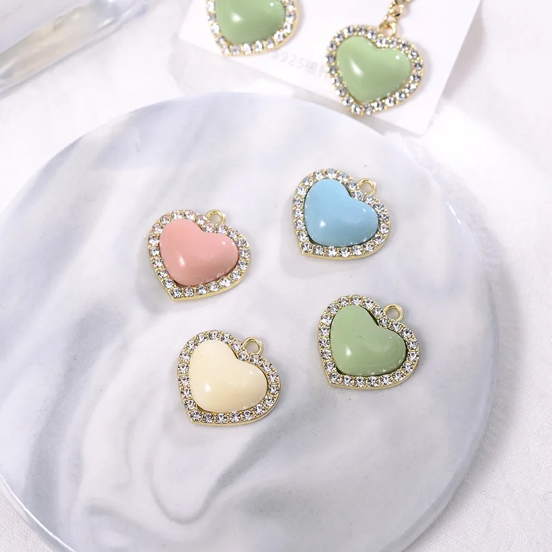 40pcs Enamel cute heart Charm  lovely candyPendant For Women Necklace  Making Fit Bracelet DIY Jewelry Accessory