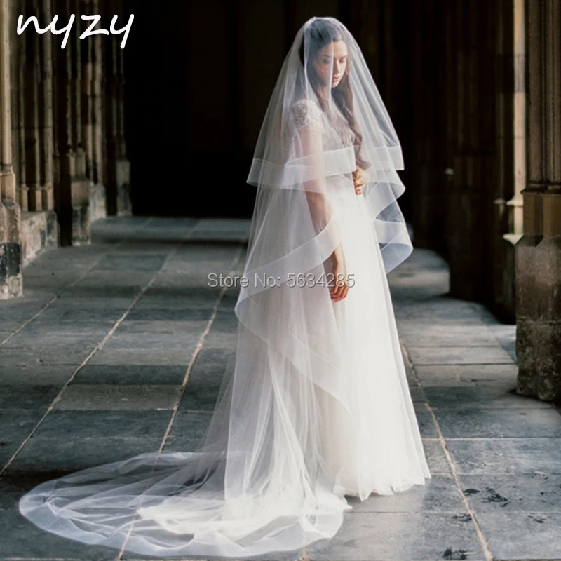 

NYZY V8 Elegant 3m Long Ivory Cathedral Bridal Veil Wedding Veil With Comb 2 Layers voile velo novia 2020