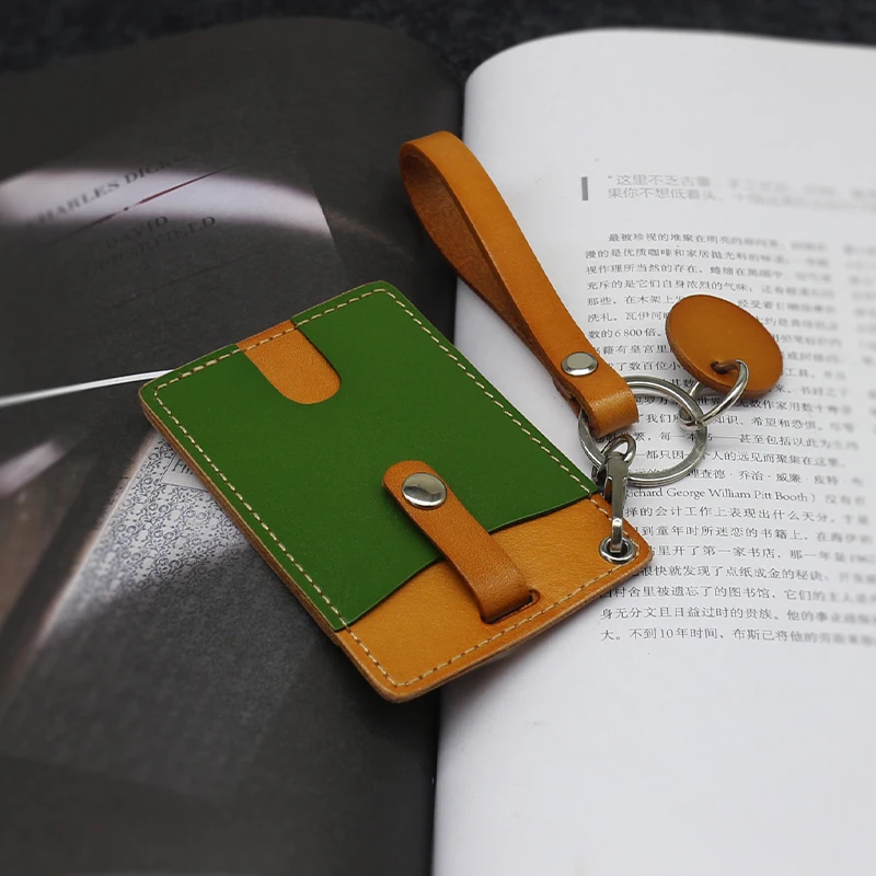 

Luxury Bus Card Holders Cowhide Leather Top Quality Men Casual Simple Slim ID Card Purse Women Thin Wallet With Keychain