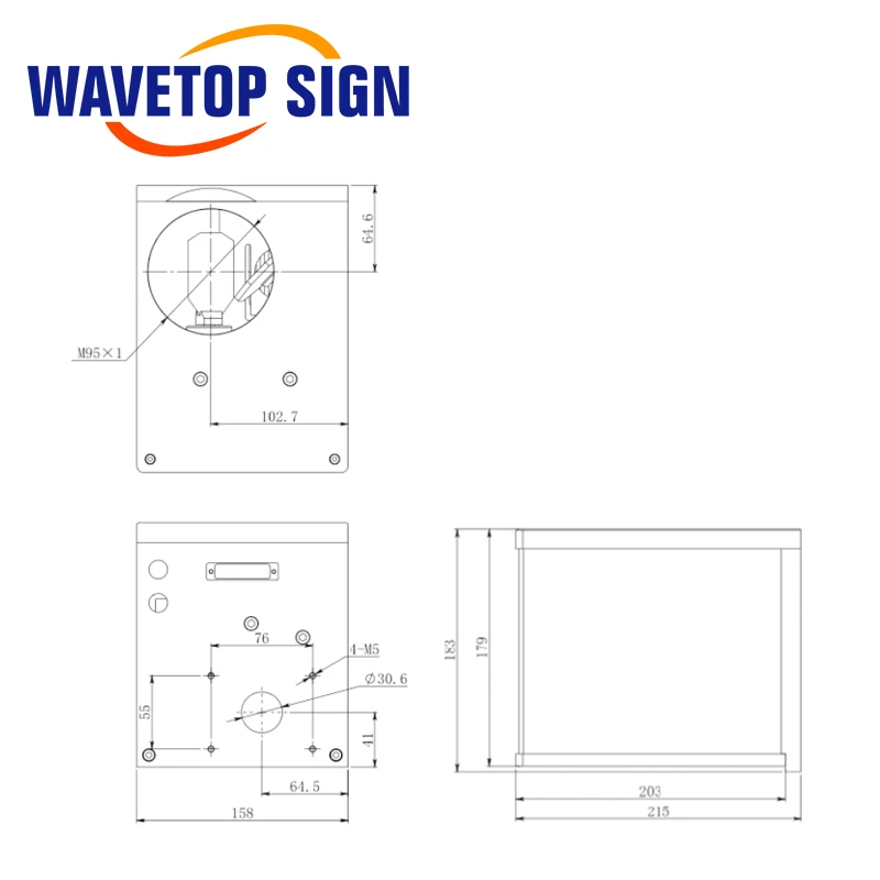 WaveTopSign CO2 Laser Scanning Galvo Head Input Aperture 25mm 30mm 32mm Galvanometer Scanner with Power