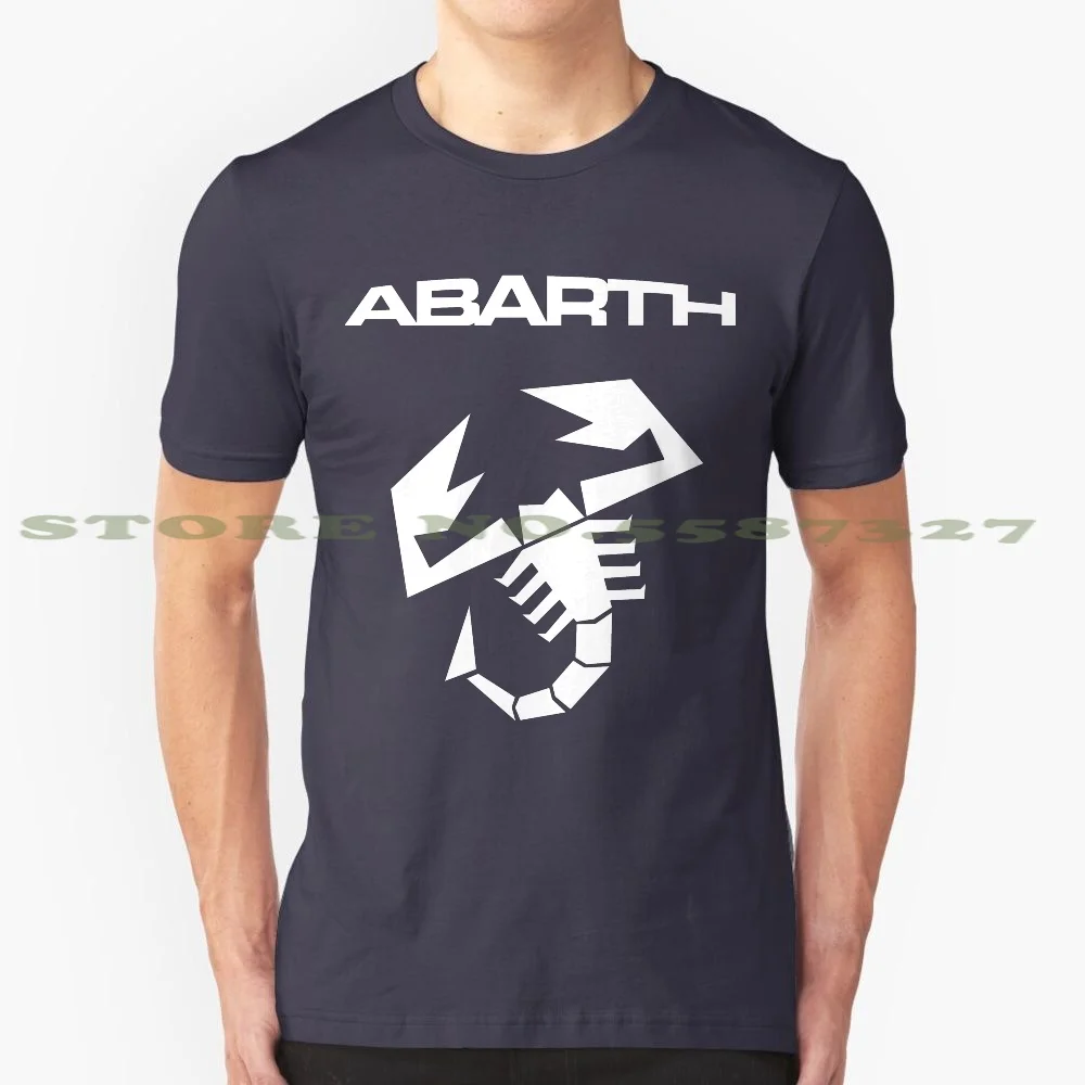 Abarth Scorpion White 100% Cotton T-Shirt Abarth Scorpion White Black Cars Sports Racing Italy Motor Tuning Rally Mans Him Fiat