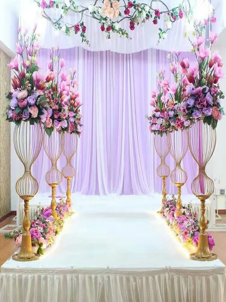 

89CM height flower stand Wedding Centerpieces stage backdrops aisle walkway Floor Vases Metal Pillar Road Lead photo props