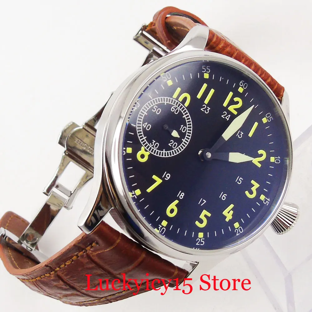 Mechanical Hand Winding Men Watches 6497 Movement Luminous Hand Deployment Clasp 44mm