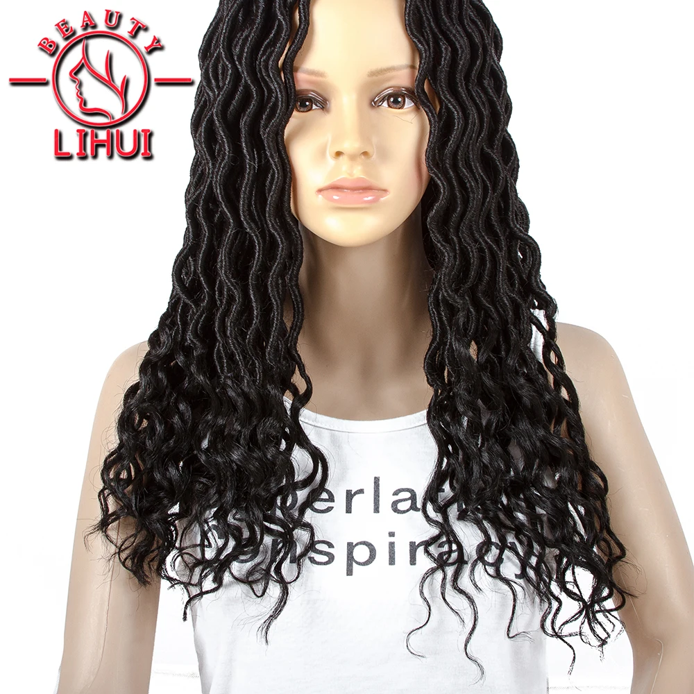 Goddess Faux Locs Crochet Braids Soft Natural Black Pre Looped Synthetic Hair Extension 18Inch 24 Strands/Pack