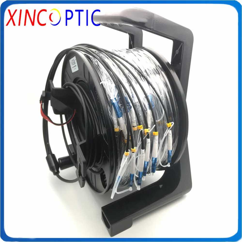 150M,6Fibers SM 9/125 G657A 200Mts LCUPC-LC 6Cores LSZH/TPU 4.5mm Black CRIP 6C Armored Fiber Optic Patch Cord Cable Connector