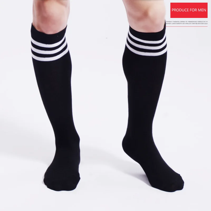 Unisex Men Socks Black White Striped Sport Socks Comfortable Cotton Striped Socks Black Men\'s Socks