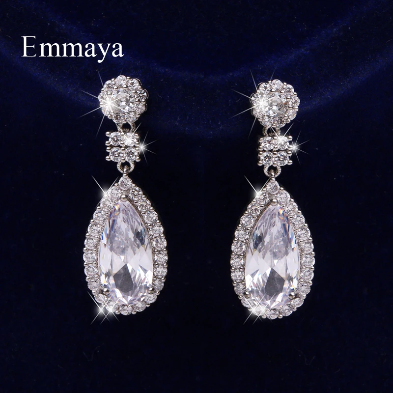 

Emmaya New Fashion Long Waterdrop-shape White Earring For Women High Quality Zirconia Elegant Jewelry Charming Gift In Party