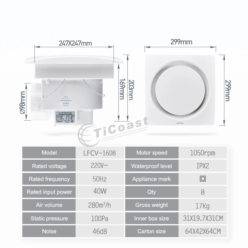 10 inch Ceiling Ducted Exhaust Fan for Hotel Toilet Bathroom Window Kitchen Ceiling Ventilation Fans