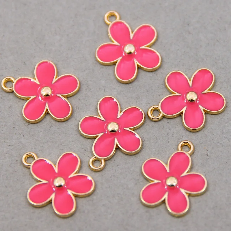 6pcs 20*17mm enamel sakura charm for jewelry making fashion earring pendant flower charm necklace bracelet charms