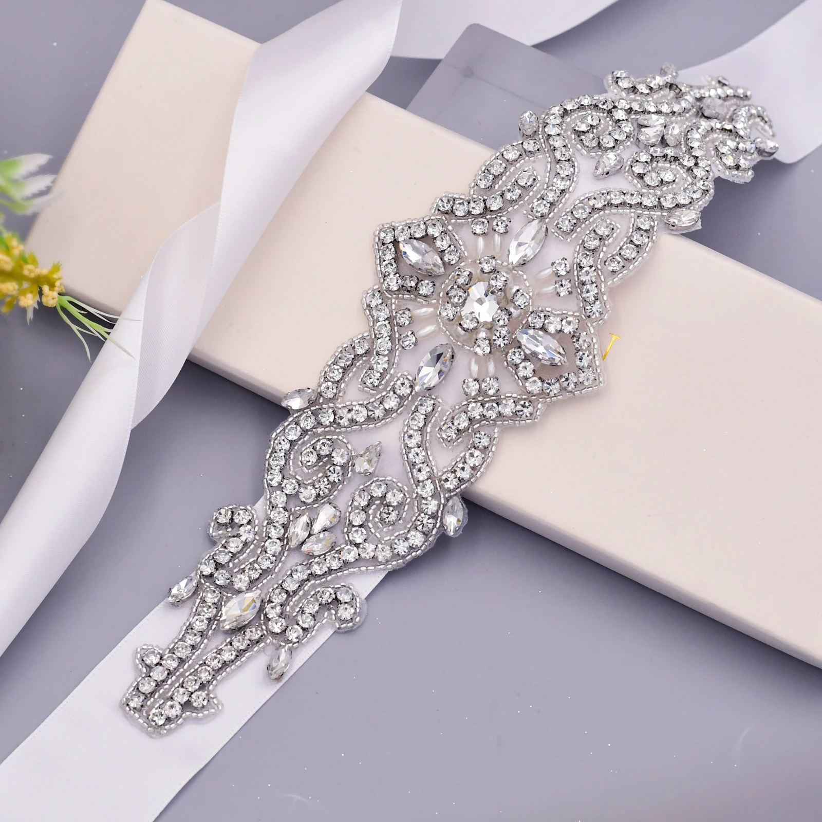 Sparkly Silver Wedding Dress Belts Bridal Sashes Rhinestone Belt for Wedding Bridal Waistband Bride Sash Jewelry Belt for Women