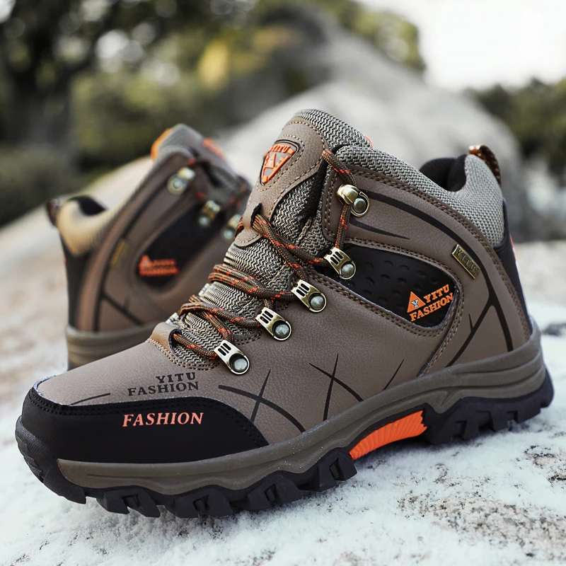 Men Snow Boots Waterproof Non-slip Sneakers Warm Boots Outdoor Hiking Boots Rubber Wear-resistant Work Shoes Size 39-47