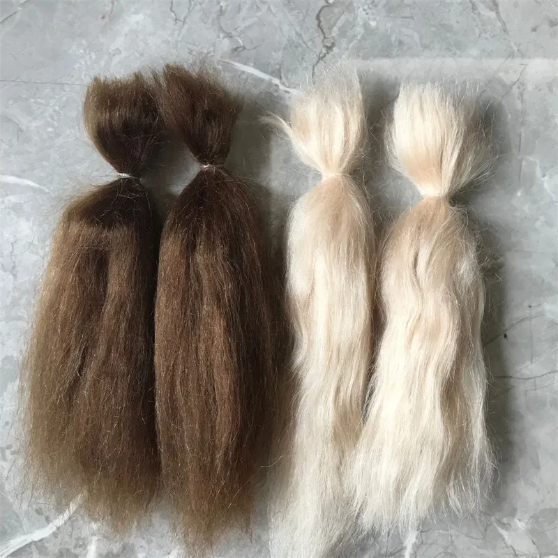 

10 Pieces/ lot 100% Pure Mohair Reborn Doll Hair Golden Dark Brown Light Golden Color Reborn Doll BJD Doll Wig DIY Accessories