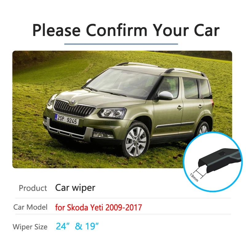 for Skoda Yeti 2009~2017 Car Wiper Blades Front Windscreen Windshield Brushes 2010 2011 2012 2013 2014 2015 2016 Car Goods