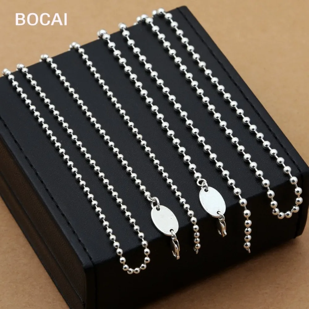 BOCAI Real S925 Silver Jewelry Kroll Cross Sweater Chain 3mm Long Fashion All-Match Necklace for Men and Women Wholesale