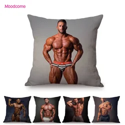 Muscular Handsome Sexy Body Build Man Gym Art Hot Male Hunk Jock Boyfriend Home Decor Pillow Case Tempting Sofa Cushion Cover