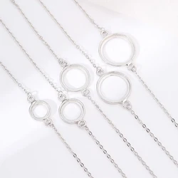 925 Sterling Silver Bracelet Chains-Bezel Link Connector fit 8mm Cabochon Bracelet Blank Mounting Setting for DIY Jewelry Making