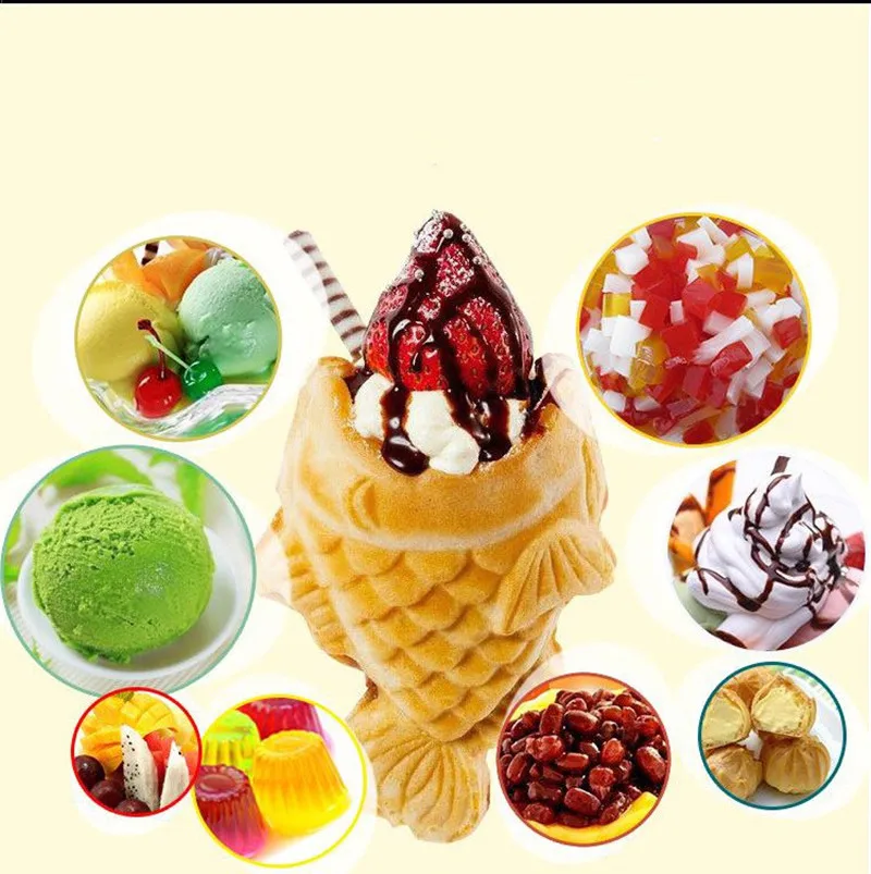 3 pçs abertura boca peixe sorvete taiyaki máquina revestimento antiaderente forma de peixe taiyaki sorvete waffle bolo que faz a máquina